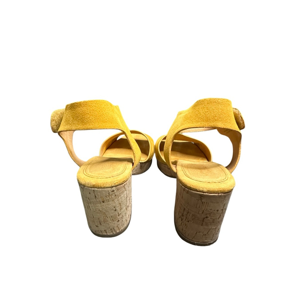 Women's Crown Vintage Yellow Suede Cork Wedge Sandals Size 8 - Picture 8 of 9